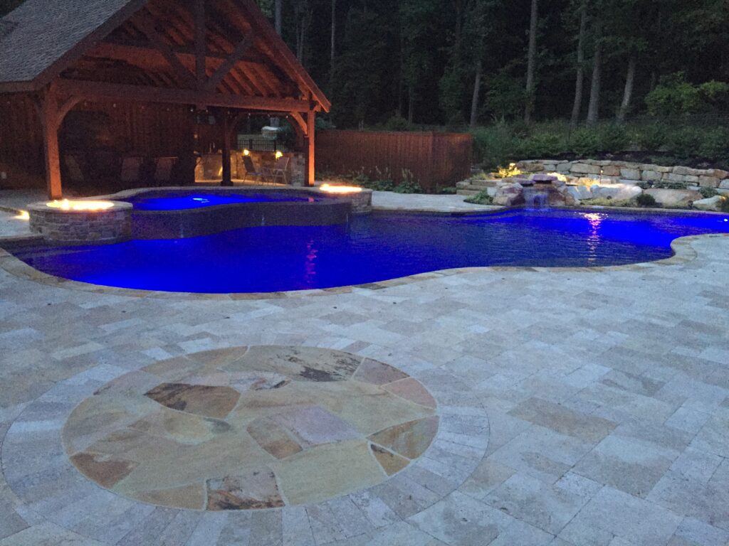 Pool with Fire bowls scaled