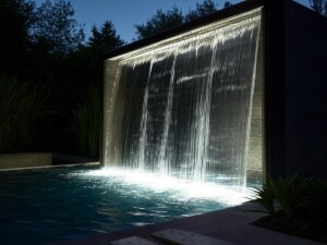 pool waterfalls, swimming pool water features, pool water features