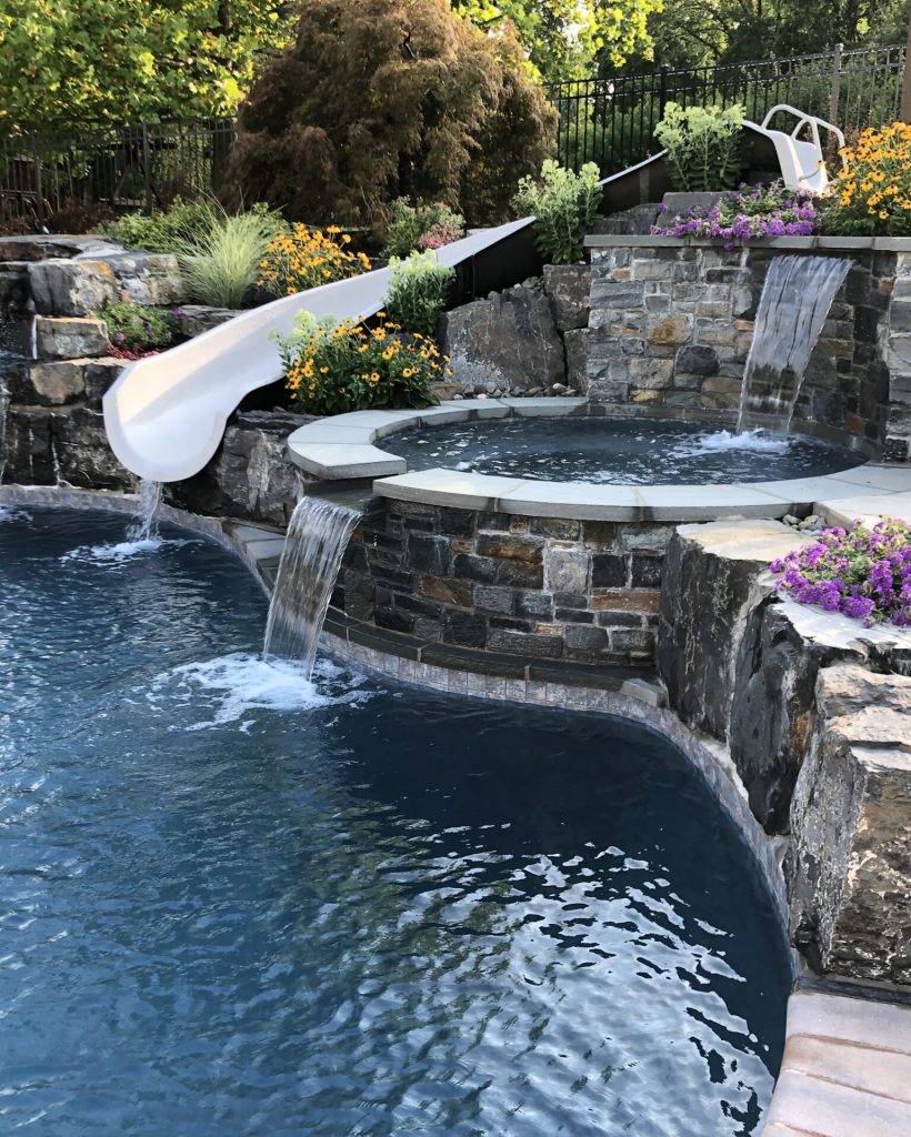 Pool Waterfall with Slide scaled